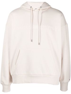 Tommy Hilfiger logo-embossed drawstring hoodie - Neutrals