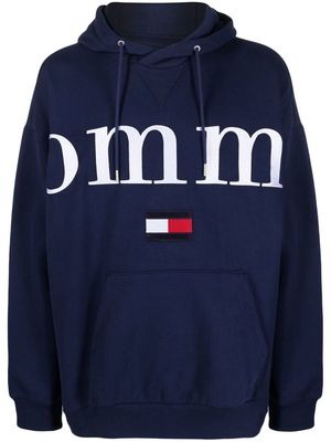 Tommy Hilfiger logo-embroidered cotton hoodie - Blue