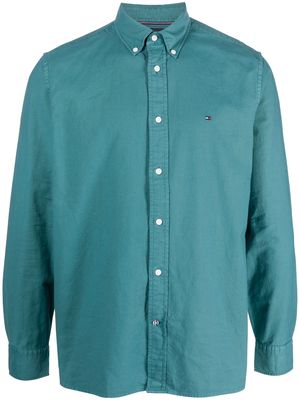 Tommy Hilfiger logo-embroidered cotton shirt - Green