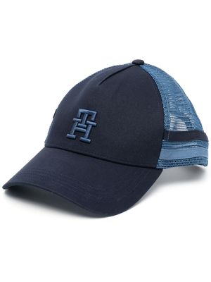 Tommy Hilfiger logo-embroidered cotton trucker cap - Blue