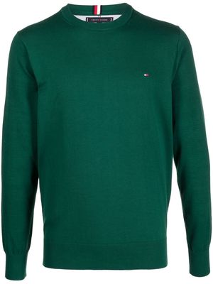 Tommy Hilfiger logo-embroidered fine-knit jumper - Green