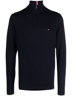 Tommy Hilfiger logo-embroidered half-zip jumper - Blue