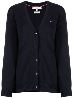 Tommy Hilfiger logo-embroidered knitted cardigan - Blue