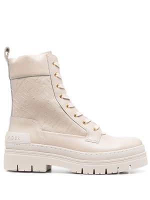 Tommy Hilfiger logo-embroidered lace-up boots - Neutrals
