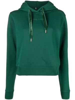 Tommy Hilfiger logo-embroidered long-sleeve hoodie - Green