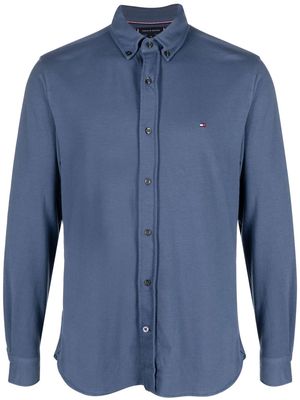 Tommy Hilfiger logo-embroidered long-sleeved shirt - Blue