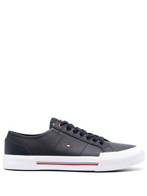 Tommy Hilfiger logo-embroidered low-top leather sneakers - BLUE-DW5
