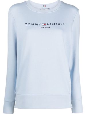 Tommy Hilfiger logo-embroidered organic cotton sweatshirt - Blue