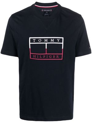 Tommy Hilfiger logo-embroidered organic cotton T-shirt - Blue