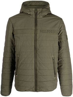 Tommy Hilfiger logo-embroidered padded hooded jacket - Green