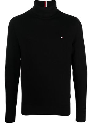 Tommy Hilfiger logo-embroidered roll-neck top - Black