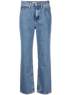Tommy Hilfiger logo-embroidered straight-leg jeans - Blue