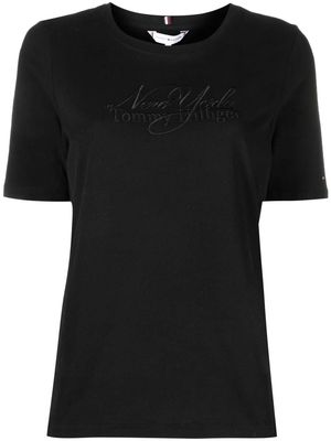 Tommy Hilfiger logo-embroidered T-shirt - Black