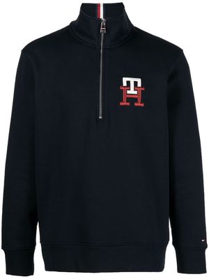 Tommy Hilfiger logo-embroidered zip-up sweatshirt - Blue