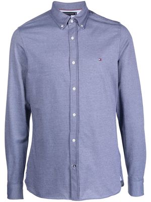 Tommy Hilfiger logo-embroidery cotton-blend shirt - Blue