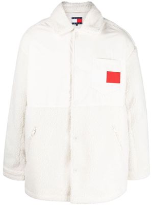 Tommy Hilfiger logo-embroidery faux-fur jacket - Neutrals