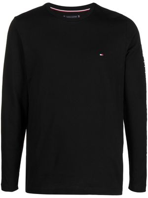 Tommy Hilfiger logo-embroidery long-sleeved T-shirt - Black