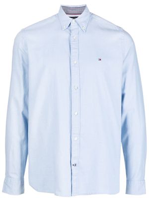 Tommy Hilfiger logo-embroidery stretch-cotton shirt - Blue