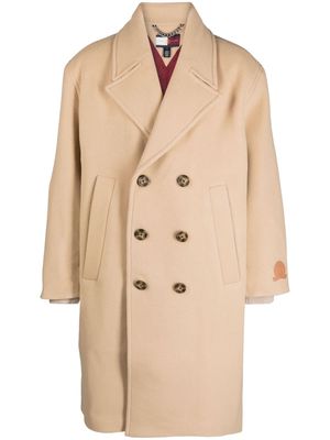 Tommy Hilfiger logo-patch double-breasted coat - Brown