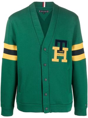 Tommy Hilfiger logo-patch side-slit pockets cardigan - Green