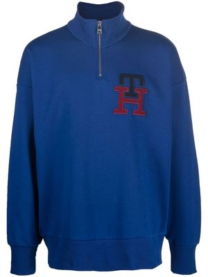 Tommy Hilfiger logo-patch zipped jumper - Blue