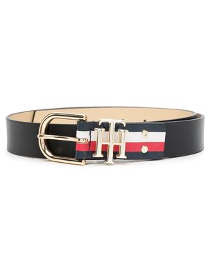 Tommy Hilfiger logo-plaque leather belt - Black