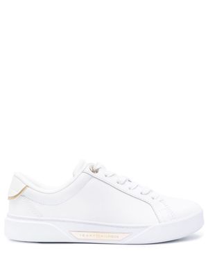 Tommy Hilfiger logo-plaque leather sneakers - White