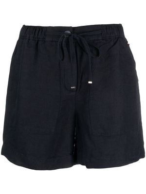 Tommy Hilfiger logo-plaque linen drawstring shorts - Blue