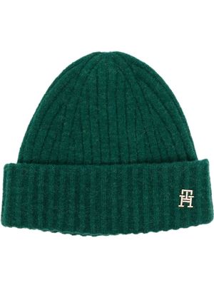 Tommy Hilfiger logo-plaque ribbed knit beanie - Green