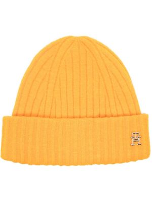 Tommy Hilfiger logo-plaque ribbed knit beanie - Yellow