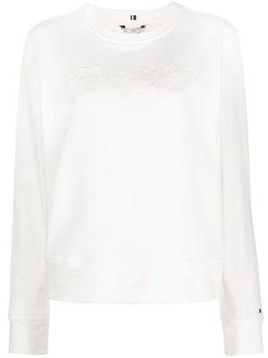 Tommy Hilfiger logo-print boat-neck sweatshirt - White