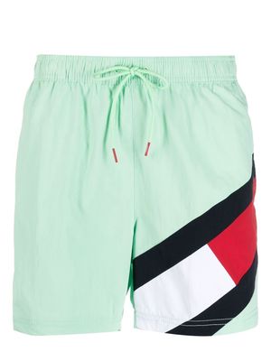 Tommy Hilfiger logo print drawstring swim-shorts - Green