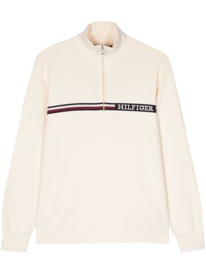 Tommy Hilfiger logo-print half-zip jumper - Neutrals