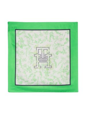 Tommy Hilfiger logo printed silk scarf - Neutrals