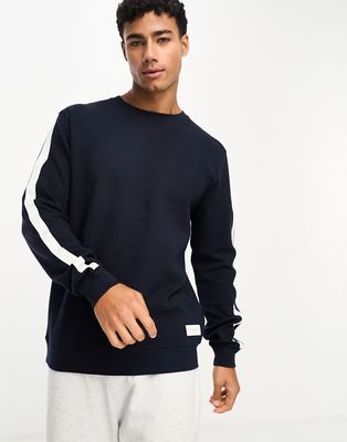 Tommy Hilfiger lounge logo long sleeve T-shirt with logo taping in navy