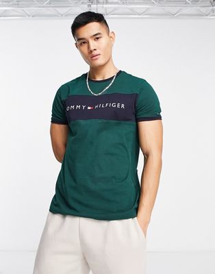 Tommy Hilfiger lounge t-shirt with front stripe in dark green