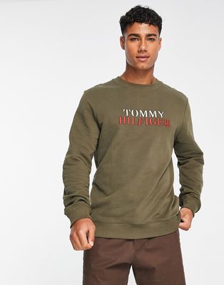 Tommy Hilfiger loungewear sweatshirt in khaki - part of a set-Green