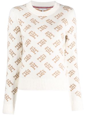 Tommy Hilfiger monogram-pattern knit jumper - White