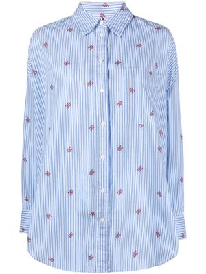 Tommy Hilfiger monogram-pattern striped cotton shirt - Blue