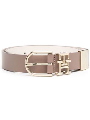 Tommy Hilfiger monogram-plaque reversible belt - Neutrals
