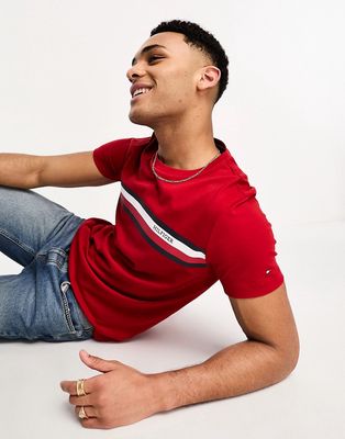 Tommy Hilfiger monotype stripe logo T-shirt in red