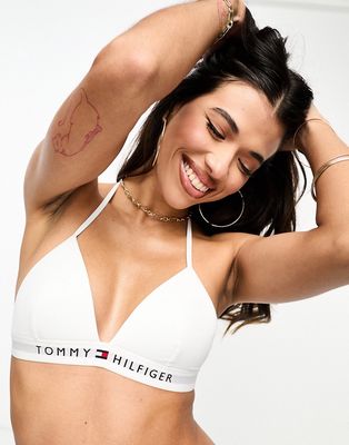 Tommy Hilfiger original triangle fixed foam bikini top in white
