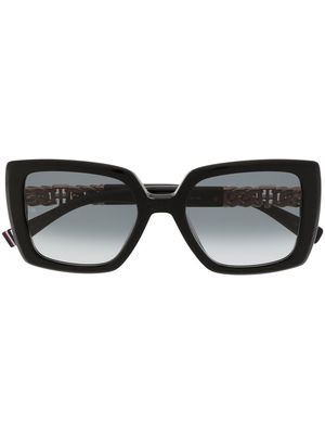 Tommy Hilfiger oversize-frame monogram-chain sunglasses - Black