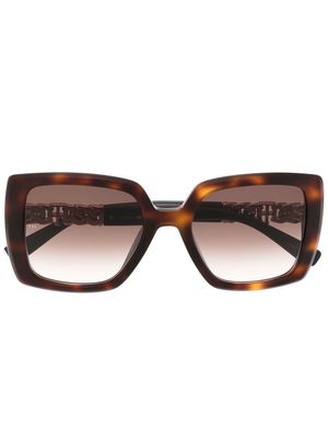 Tommy Hilfiger oversize-frame monogram-chain sunglasses - Brown