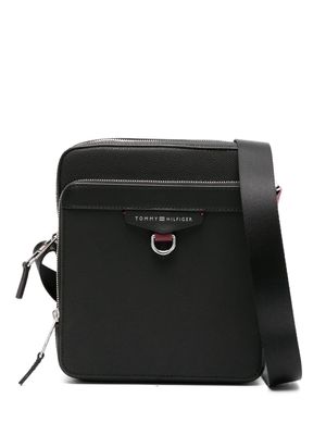 Tommy Hilfiger pebbled-leather messenger bag - Black