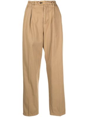 Tommy Hilfiger pleated cotton straight trousers - Green