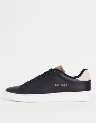 Tommy Hilfiger retro court sneakers in black leather