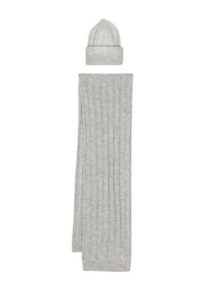 Tommy Hilfiger ribbed-knit scarf and beanie set - Grey