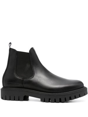 Tommy Hilfiger round-toe slip-on leather boots - Black