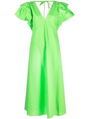 Tommy Hilfiger ruffle sleeve long dress - Green